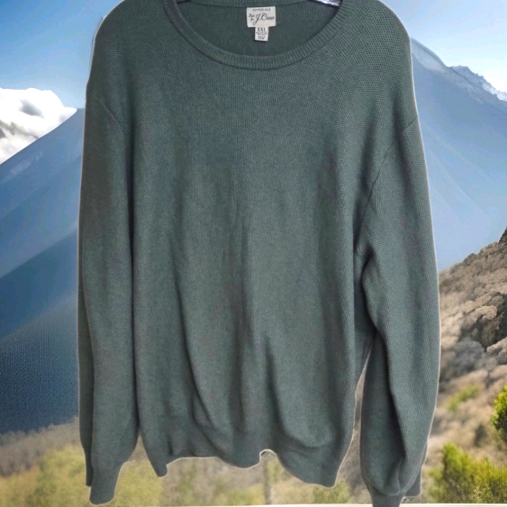 J.Crew Men's XXL Olive Green Knitted Silk Blend Long Sleeve Sweater Pullover